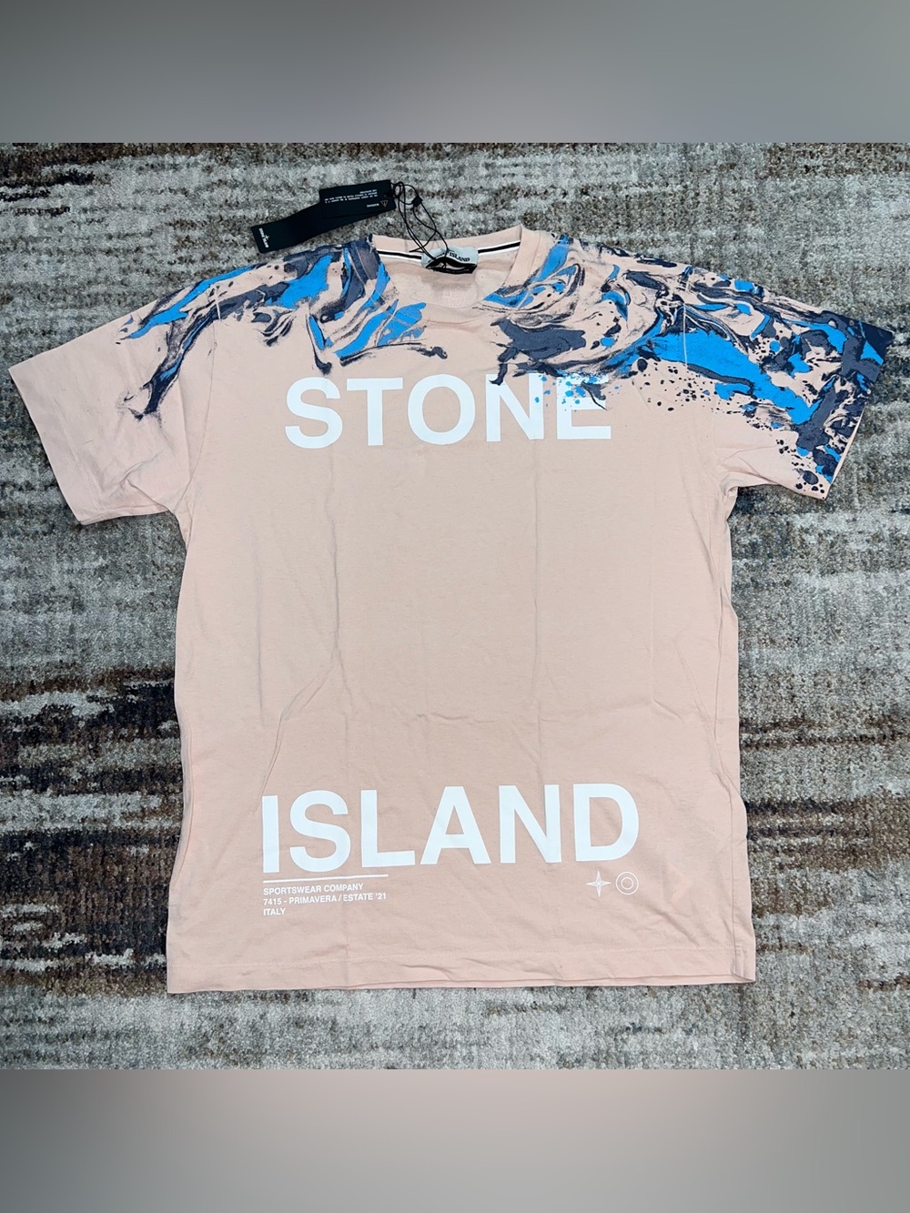 NEW STONE ISLAND Big Print Pink Paint Tee T-Shirt size XL